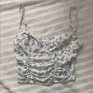 Floral Blue and White Women's Top